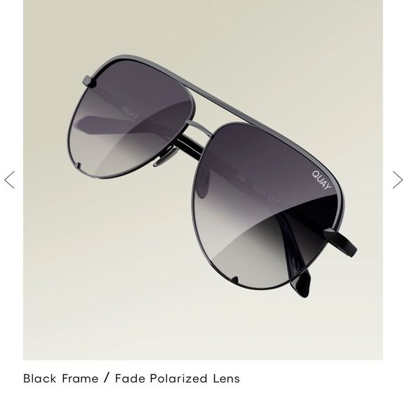 Quay Australia High Key Black
polarized Aviator Sunglasses NWT - Picture 3 of 10
